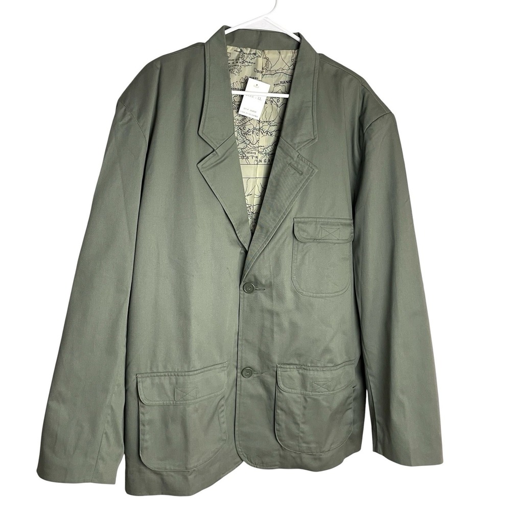NWT Haband Travelers Mens Canvas Twill Blazer Jacket Size XL Green Chore Coat